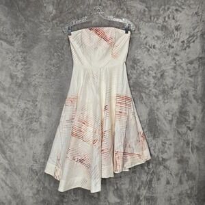 White House Blk Market Dress Women 00 Abstract Asymmetric Midi Removable Straps
